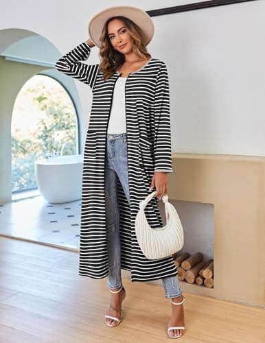 Ekouaer Women's Long House Coat with Pockets S-4XL