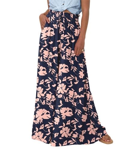BTFBM Women's Summer Floral Wide Leg Palazzo Pants with Pocket