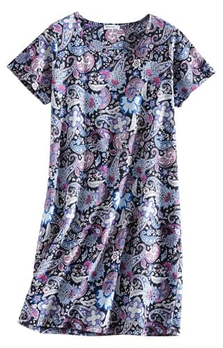 PNAEONG Women's Cotton Short Sleeve Nightgown Casual Print Sleepdress