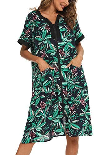 Women's House Dresses with Zipper Front, Lightweight Duster Robe