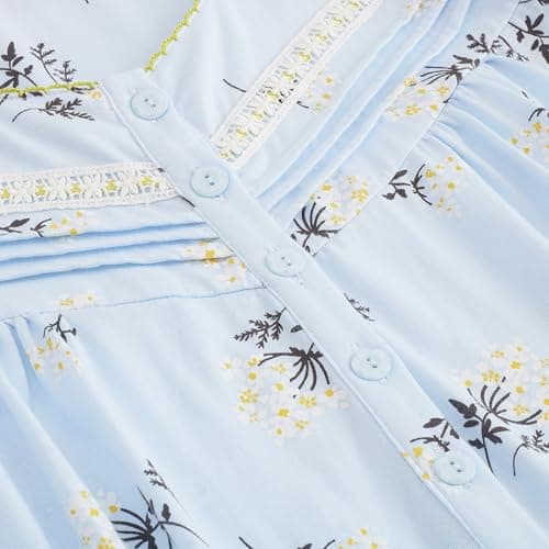 Soft 100% Cotton Women's Nightgowns, Comfortable Short Sleeves