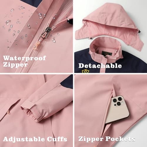 GIISAM Women's Waterproof Lightweight Rain Jacket with Hood