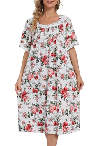 COSUNIONY Soft Cotton Nightgowns for Women with Pockets