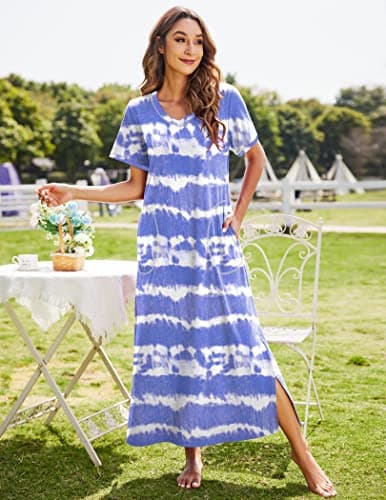 Ekouaer Women's Full-Length Short Sleeve Nightgown