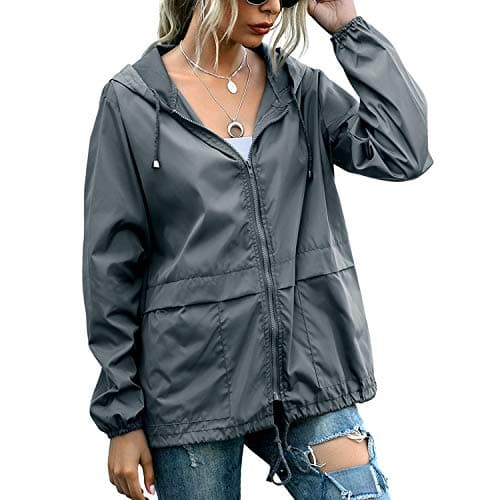 PESION Women's Waterproof Raincoat with Hood and Pocket