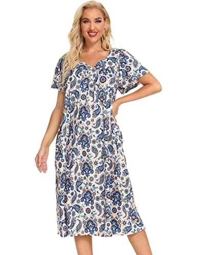 Mumu Short Sleeve House Dresses for Women with Pockets