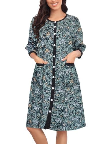 Bloggerlove Women Cotton Snap Front Nightgown 3/4 Sleeve Duster Robe with Pockets Patio Dress  
Bloggerlove Women Comfortable Cotton Snap Front Nightgown 3/4 Sleeve Duster Robe Patio Dress  
Bloggerlove Women Versatile Cotton Snap Front Nightgown 3/4