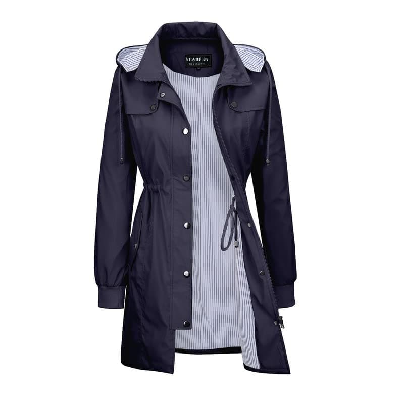 Yeabeda Women's Waterproof Raincoat with Hood Lightweight Windbreaker