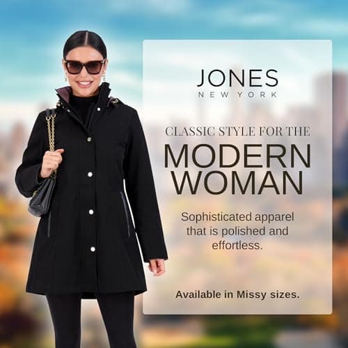 Jones NY Women's Waterproof Spring Rain Jacket with Hood