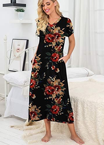 Women's Long Nightgown with Pockets