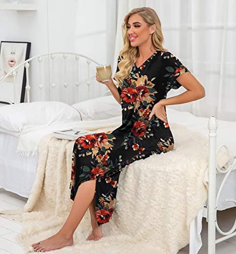 Women's Long Nightgown with Pockets