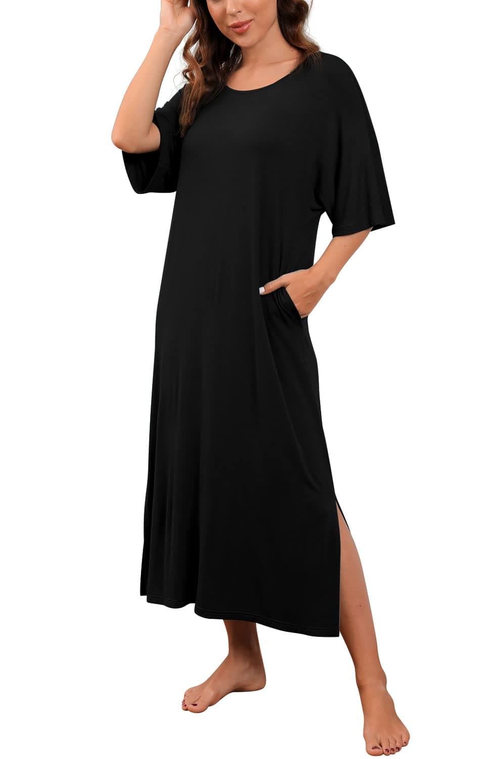 Women's Long Nightgown with Pockets