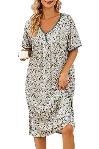Soft Cotton Nightgowns for Women with Pockets