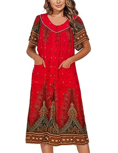 Refined title: Ekouaer Women's Short Sleeve Floral House Dress