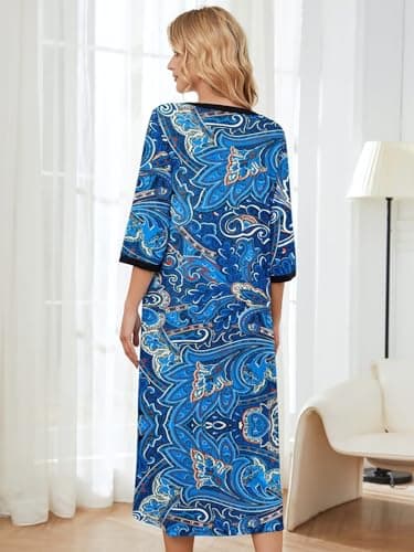 PITINAN Women's Zip-up Robes Nightgown Dress