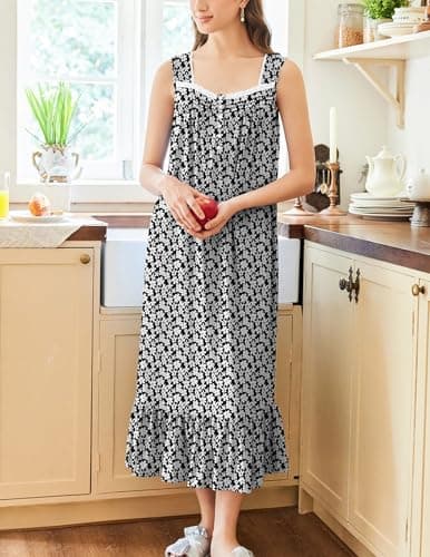 Soft Victoria-style Long-Sleeve Nightgown for Women S-XXXL