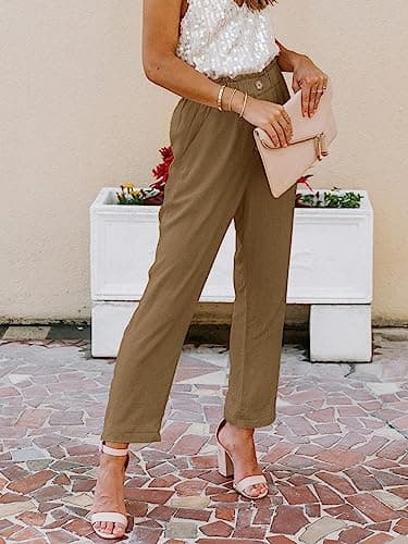 NIMIN High-Waisted Elastic Cropped Paper Bag Pants with Pockets