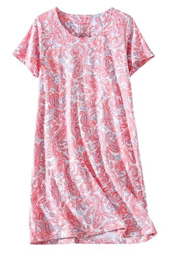 PNAEONG Women's Cotton Short Sleeve Nightgown Casual Print Sleepdress