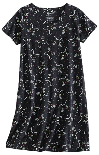 PNAEONG Women's Cotton Short Sleeve Nightgown Casual Print Sleepdress