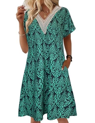 Women's Cotton Nightgown with Pockets and Lace V Neck for Bloggerlove