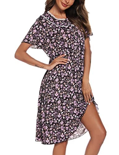 COSUNIONY Women's Soft Cotton Nightgown with Pockets