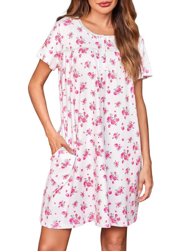 Soft Ekouaer Women's Short Sleeve Nightgown - S-2XL