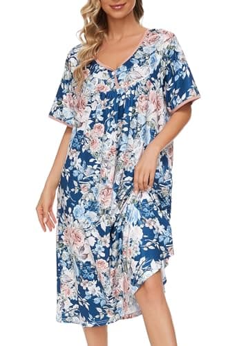 Soft Cotton Nightgowns for Women with Pockets