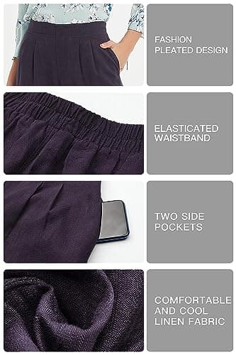 PACIBE Women's Cotton Linen Wide Leg Pants with Pockets