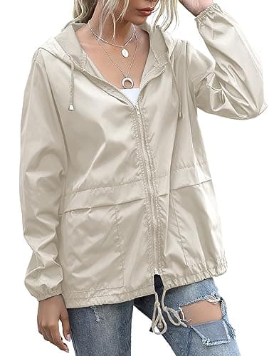 JMinger Women's Lightweight Waterproof Windbreaker Raincoat with Pockets S-XXL