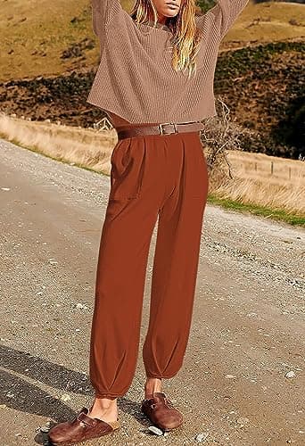 Pink Queen Women's 2024 Fall Knit Sweater Set & High Waisted Tracksuit