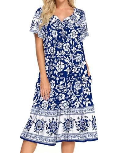 Bloggerlove House Dresses for Women Short Sleeve with Pockets Patio Dress S-XXL  
Bloggerlove House Dresses for Women Mumu Duster Short Sleeve Patio Dress S-XXL  
Bloggerlove House Dresses for Women Short Sleeve with Pockets S-XXL