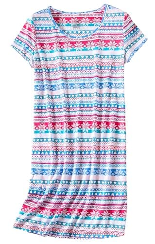 PNAEONG Women's Cotton Short Sleeve Nightgown Casual Print Sleepdress