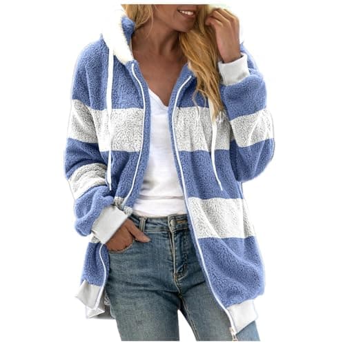 Refined Title: Women's Fashion Hooded Jacket with Drawstring, Zipper Pockets, and Plush Sweater Material