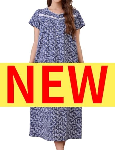 IZZY + TOBY Women's Soft Cotton Nightgowns Long Sleeve Pajamas