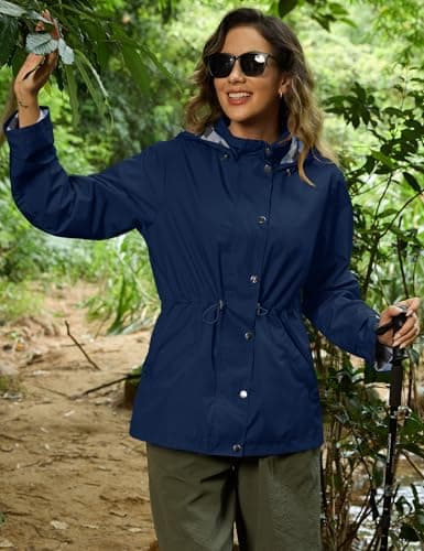 Avoogue Women's Lightweight Hooded Waterproof Raincoat for Hiking and Travel