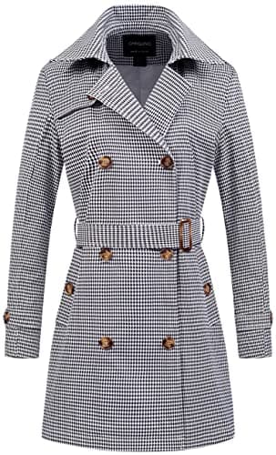 Chrisuno Women's Mid-Length Double Breasted Trench Coat with Hood