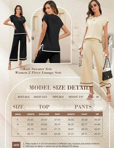 Bloggerlove Women's Knit Sweater Set with Wide Leg Pants
