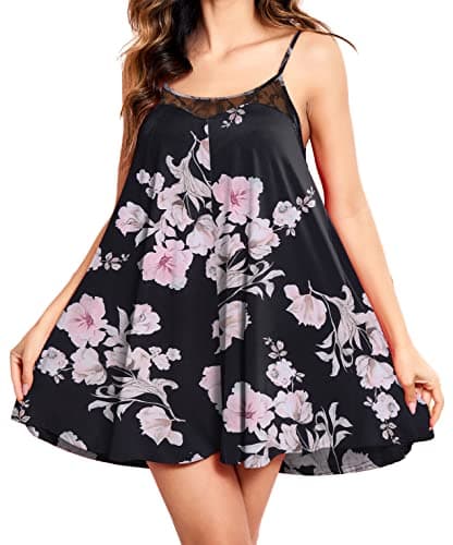EkouaerSexyLingerieLaceChemiseSleevelessCamisoleNightgown