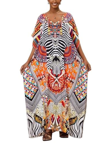IMAGEKOPE Plus Size Vneck Batwing Dress for Women Bathing Suit Cover up Moroccan Caftan Dresses