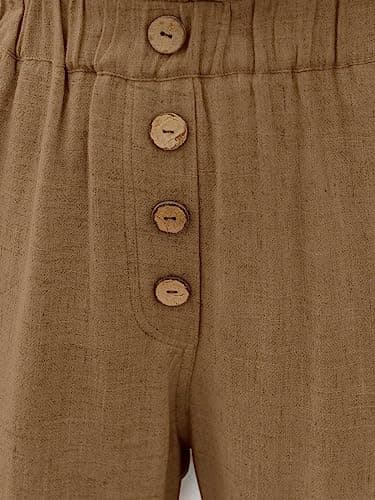 NIMIN High-Waisted Elastic Cropped Paper Bag Pants with Pockets