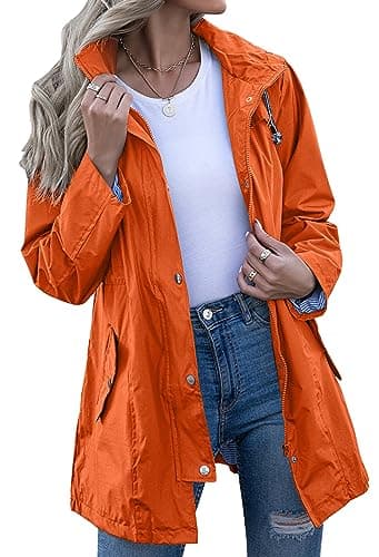 Kikibell Women's Striped Hooded Raincoat