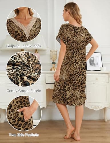 Bloggerlove Womens Cotton Nightgown House Dress with Pockets Moo Moo Nightgown Lace V Neck Mumu Short Sleeve Lounge Dress
| Bloggerlove Women's Comfortable Cotton Nightgown with Pockets Moo Moo Nightgown Lace V Neck Mumu Short Sleeve Lounge Dress
|