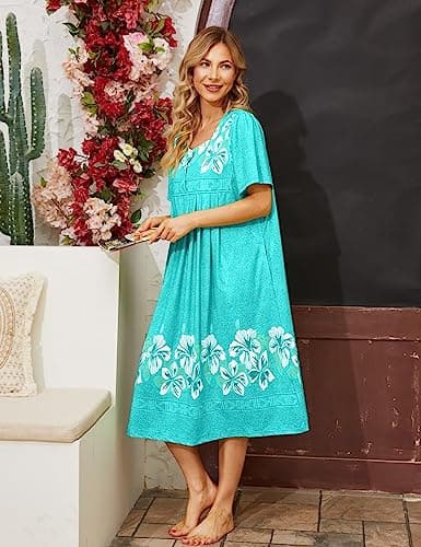 Bloggerlove Hawaiian Muumuu Dress with Pockets for Women