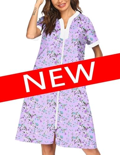 Ekouaer Women's Zipper Front Duster Robe with Pockets