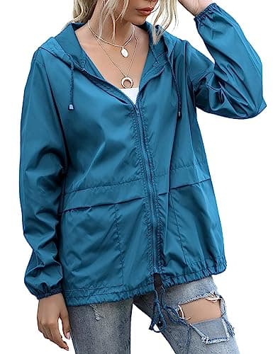 JMinger Women's Lightweight Waterproof Windbreaker Raincoat with Pockets S-XXL