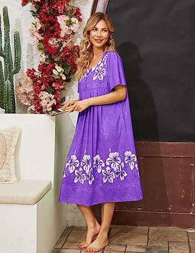 Bloggerlove Hawaiian Muumuu Dress with Pockets for Women