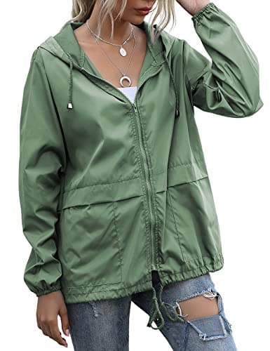 JMinger Women's Lightweight Waterproof Windbreaker Raincoat with Pockets S-XXL