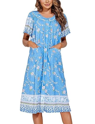 Refined title: Ekouaer Women's Short Sleeve Floral House Dress