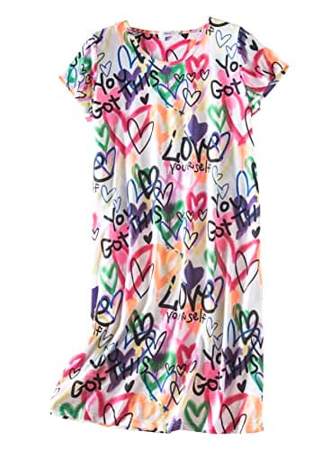 PNAEONG Women's Cotton Short Sleeve Nightgown Casual Print Sleepdress