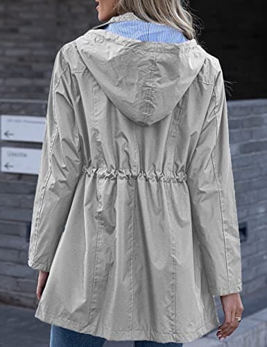 Kikibell Women's Striped Hooded Raincoat